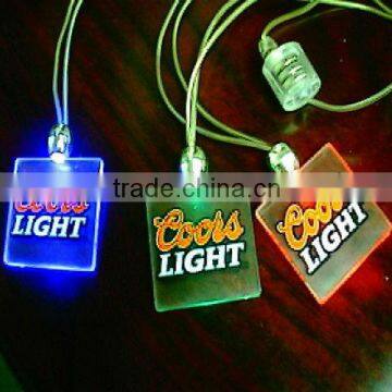 LED flashing pendant light up square necklace