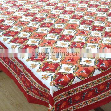 Dholamaru Chokri 150 x 150 cms Hand Block Printed Square Tablecloth
