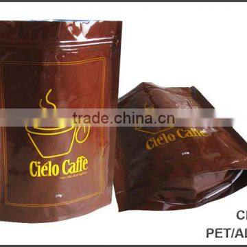 250g stand up coffee bag with zipper and bottom gusset