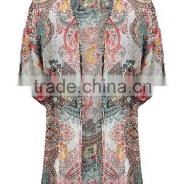 Woven print kimono style jackets