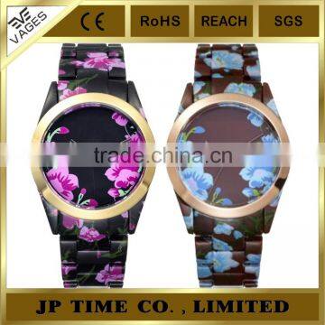 fashion floral OEM analog quartz Ladies resin Color Time Watch