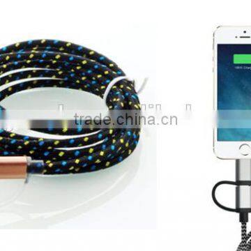 Professional Manufacturer of 2 in 1 USB 2.0 Male Cable for Android and IOS,Micro usb cable