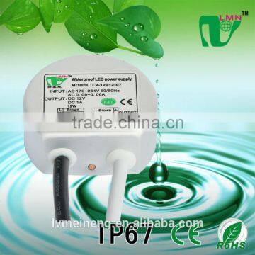 Round shape 12V 12W Constant Voltage Waterproof LED driver IP67