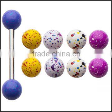 Splat UV Ball Tongue Ring Steel Shaft Body Piercing Jewelry1402364