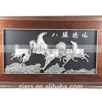 Silver Haze/Silver painted eight Chun Teng wind / retro silver carved paintings