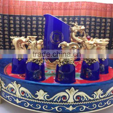 2016 new hight quality products promotional gift 12 Animal Zodiac Blue Ceramic wine cups