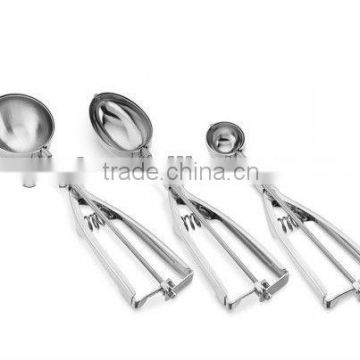 Stainless steel egg shaped ice cream measuring spoons