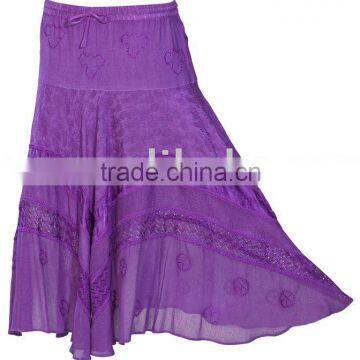 Gothic Embroidery Vintage Hippie A-Line Gypsy Long Skirt