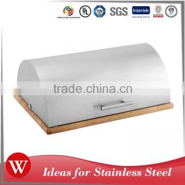 Freshness Preservation stainless steel bread box with Wooden Base