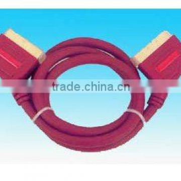 scart cable RED COLOR INJECTION TYPE ROHS COMLIANT