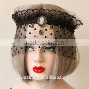 Lace veil black head hair mask dance party accessories wholesale                        
                                                Quality Choice