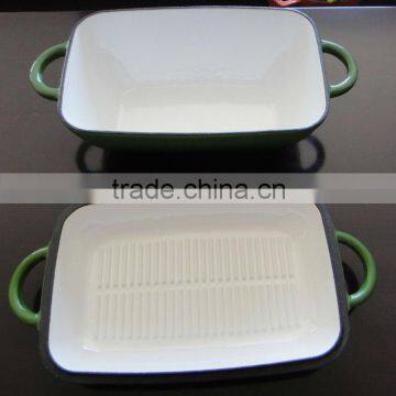 cast iron enamel griddle and roaster