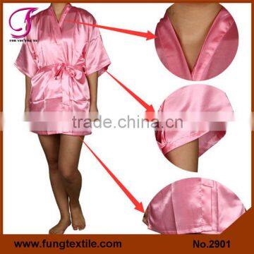 2901Customized OEM Short Design Plain Satin Robe