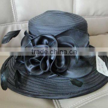 The new black satin ribbon with feather flower