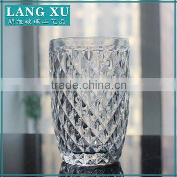 Hand pressed transparent unique shaped wholesale tumbler drinking water glass