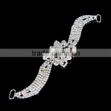 Rhinestone Applique Clear Glass Stone Ribbon Slider Sash Belt Buckle Connector Decor