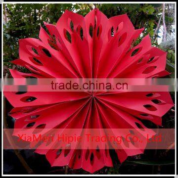 Hot sale 12" Red Pinwheel Paper Flower fans Birthday stage Hanging Decoration