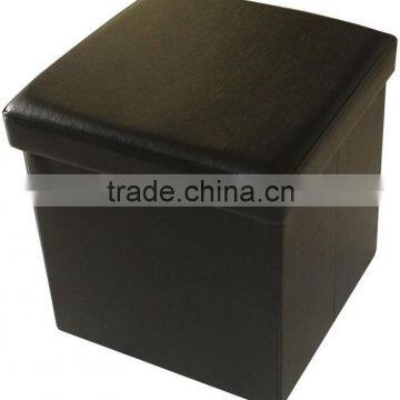 Very Strongl! Black PVC Leather foldable storage ottoman