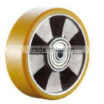 Aluminum Swivel Caster Shock Absorbing Double Ball Bearing Caster PU Wheel photo-2