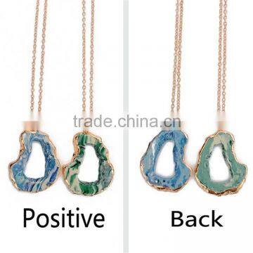 Gold necklace stone necklace boho jewelry gypsy jewelry agate necklace layer necklace