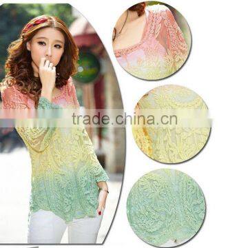 New 2015 Spring Fashion Long Sleeve Tops Women Hollow Out Lace Cotton Blouse Shirt Plus Size Blouse photo-4