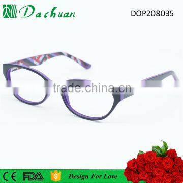 2016 new design hot sale fake acetate lady woman optical frames with computer pattern