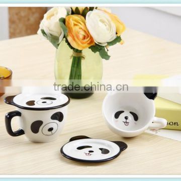 ceramic cute panda mug with panda face shape