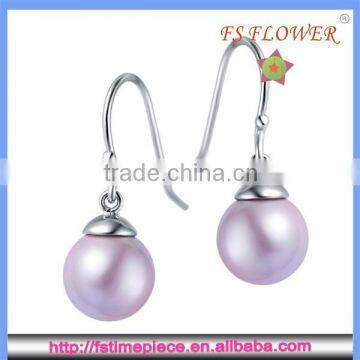 FS FLOWER - Silver 1 pcs Round Pearl Earrings