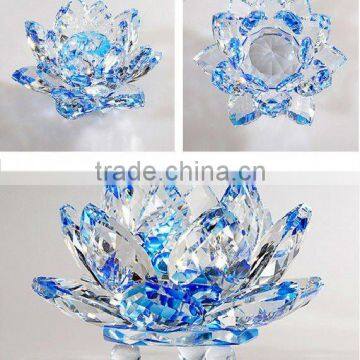 green glass crystal showpiece with lotus flowers for wedding favour (R-0933