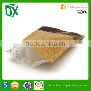 Heat sealable translucent aluminum backed bags clear front with zipper