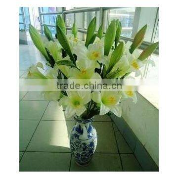 luxurious artificial lily flowers making silk decorative 3 head lily for sale