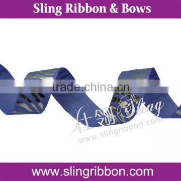 Grosgrain Ribbon With Silver Foil Printing Zebra