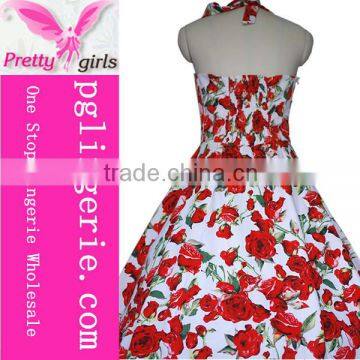 Oem manufacturer Vintage Retro Girls Floral Print Dress