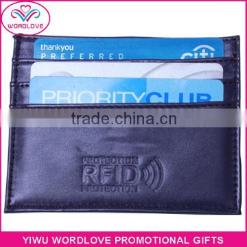 Custom Logo Made Leather RFID Blocking Sleeve For Visa Card