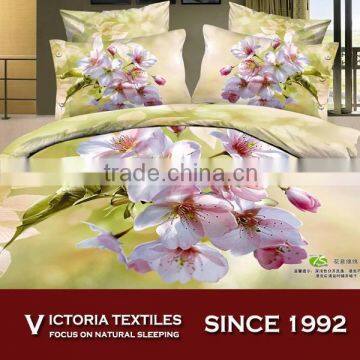 100% cotton twill bright color flower printed bedding duvet cover set