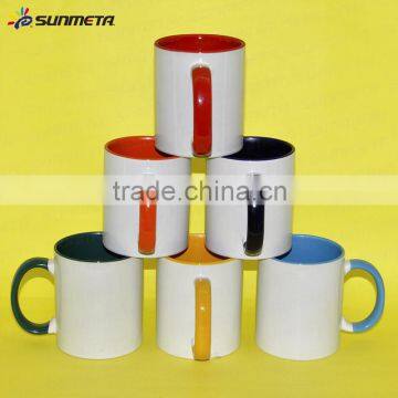 Wholesale white blank outside and color inside ceramic sublimation mug