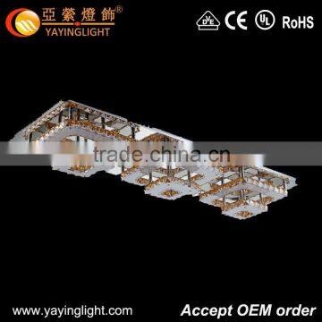 Modern rectangular crystal indoor ceiling lighting or hotel decoration room ceiling light