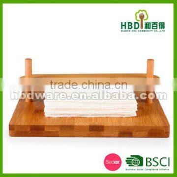 BSCI factory top grade bamboo wood tissue holder, napkin holder wholesale