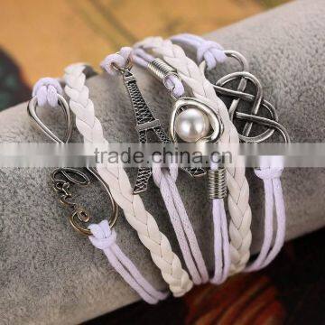 Heart Shape Alloy With Selveral Rope Weave Woven Bracelet photo-2