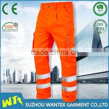 EN471 Alibaba Wholesale high vis polyester/cotton orange twill work wear pants