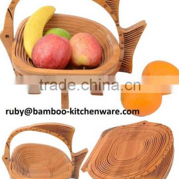 Heated Bamboo Wooden Carved Folding Serving Food Bread Store Basket Bowl