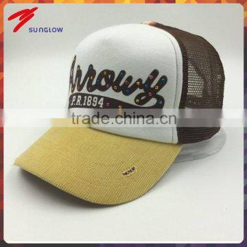 High quality Fashion hot fix stone corduroy 5 panel cap