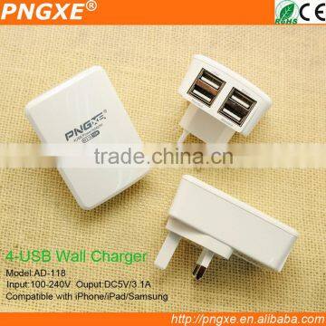 PNGXE white battery charger solar charger portable charger 4 port for iPad/tablet