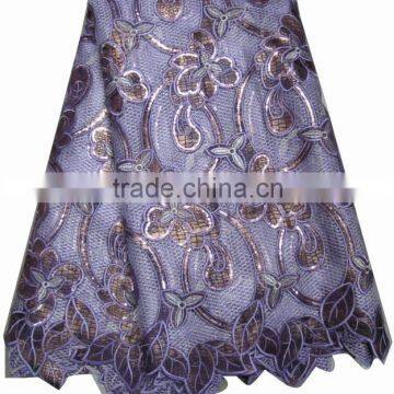 African organza lace with sequins embroidery CL8105-3purple