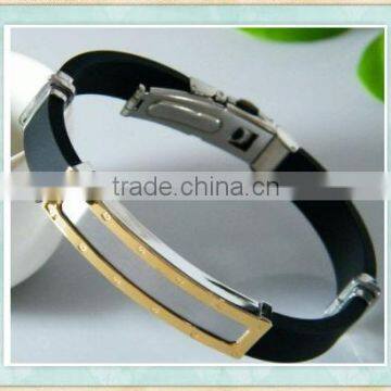 Healthy titanium stainless steel silicone bangle