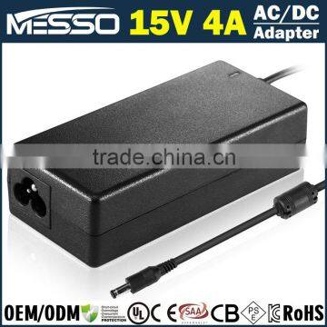 15V 4A Power Adapter 15V AC DC Adapter 60W Switching Power Supply 100V-240V