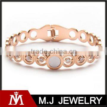 2016 Fancy stainless steel rose gold crystal bangel cuff wedding jewelry for women