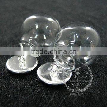 round vintage style silver bulb vial glass bottle with 20mm open mouth DIY pendant charm glass dome supplies 1820284