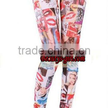 sexy lip full printed lady leggings tights