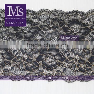 hot sale 100% elastic spandex lace in 19cm black color for ladies